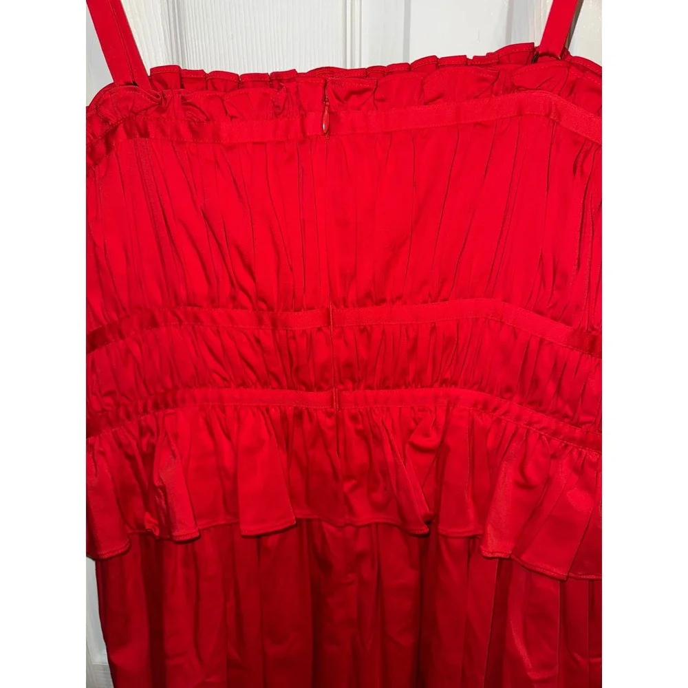 Antonio Melani Taylor Stretch Red Peplum Waist Cotton‎ Sateen Midi Dress Size 12 - Picture 7 of 8